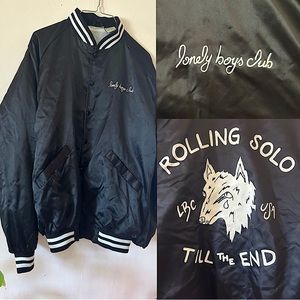 Lonely Boys Club Satin Striped Baseball Jacket